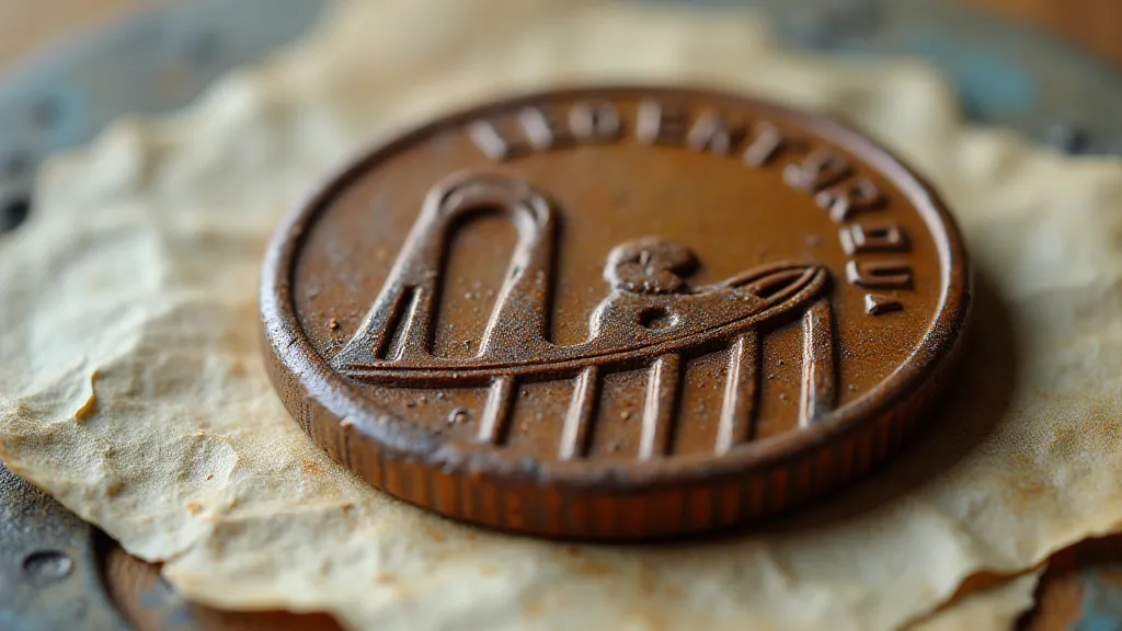 Antique pressed penny with a faded design