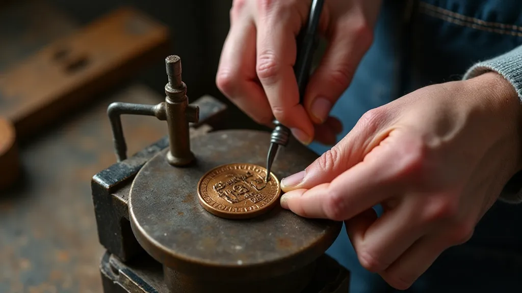 Artisan polishing a pressed penny