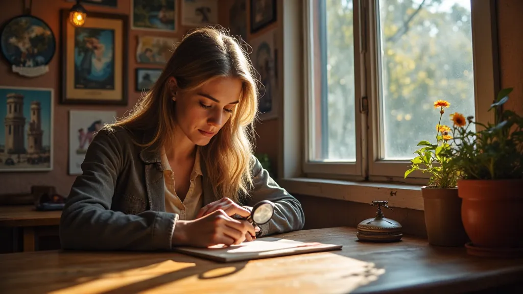 Collector examining a pressed penny in a cafe