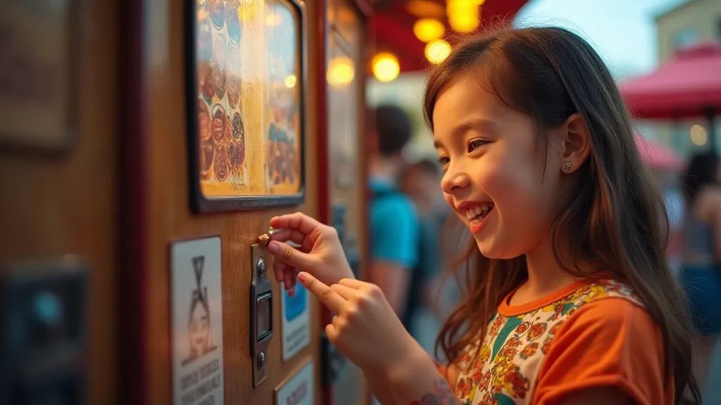Girl using pressed penny machine