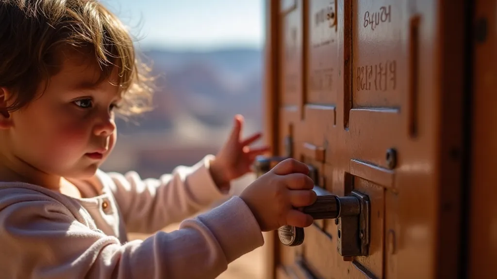 Child placing a quarter into a pressed penny machine.