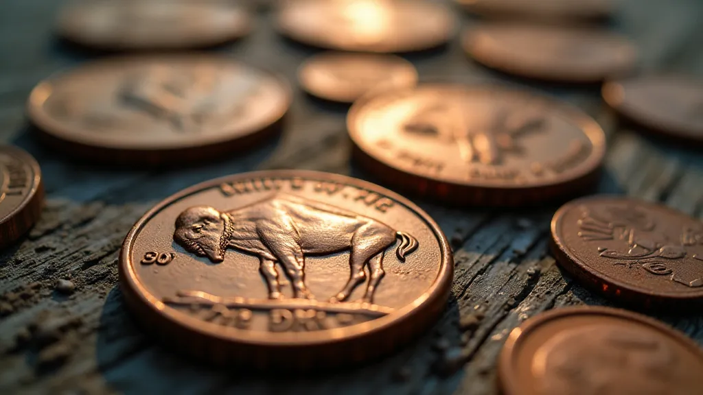 Pressed pennies on a wooden surface