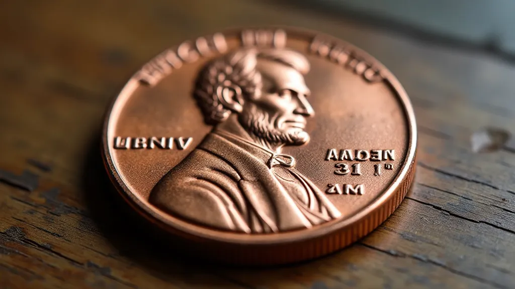 Close-up of pressed penny detail