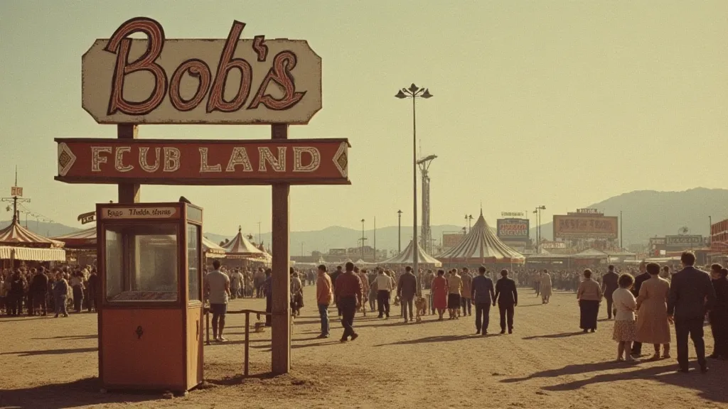 Vintage carnival scene with a penny arcade machine