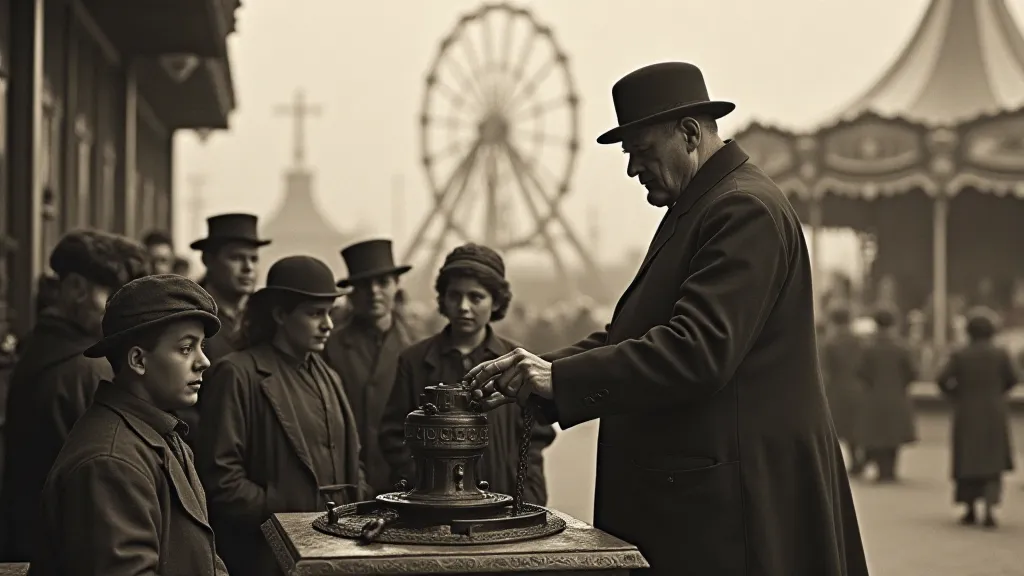 Vintage pressed penny machine at an amusement park